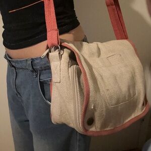 HEMP Ecolution Beige & Red Orange Satchel